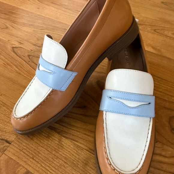 Cole Haan Shoes - Cole Haan Women's Tan, White, and Light Blue Loafers